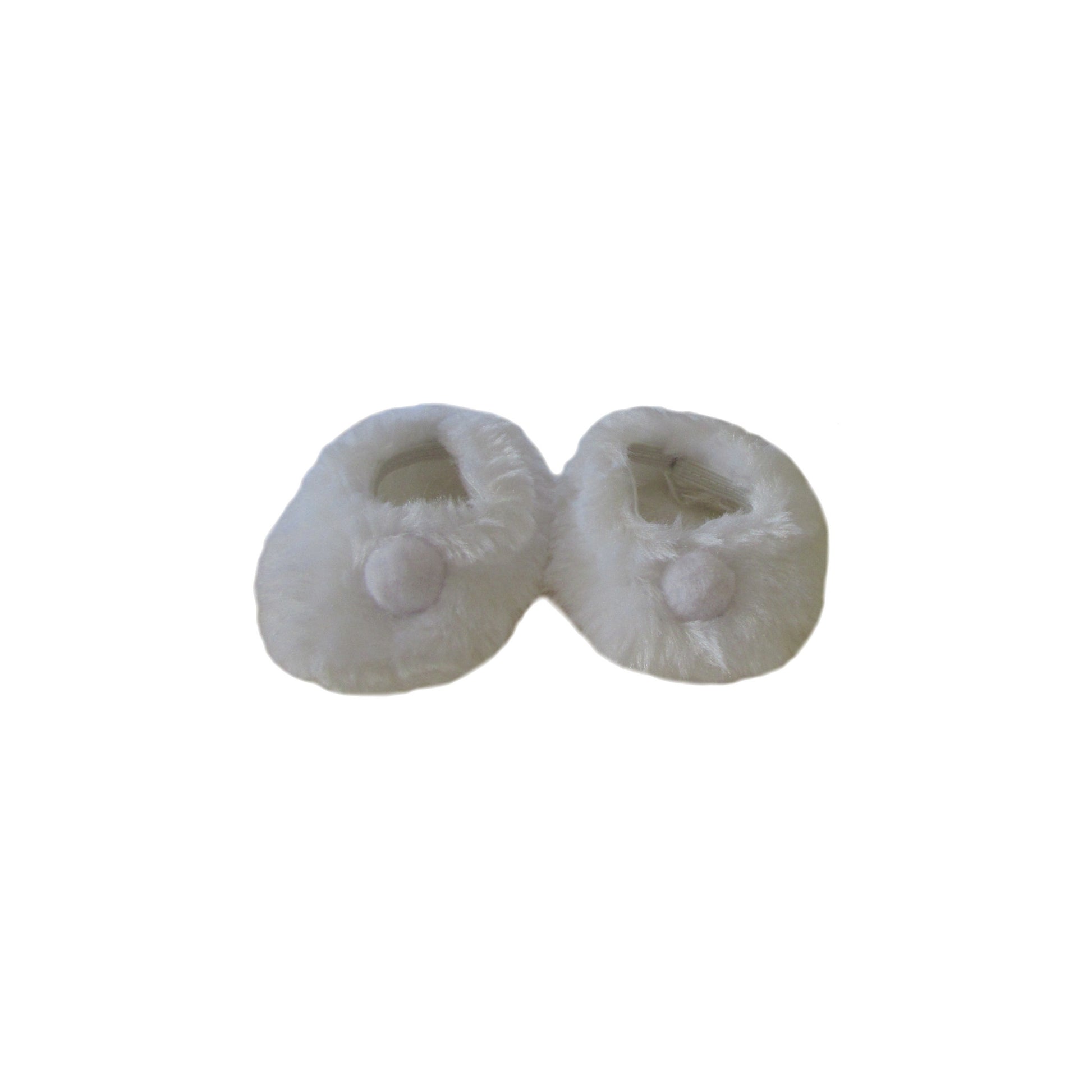 White Fuzzy Slippers with a Pom-pom for 18-inch Dolls
