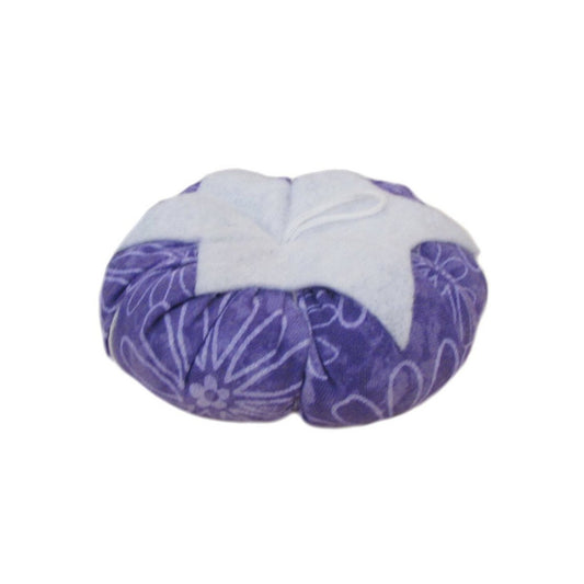 White Top Purple Floral Print Tomato Pincushion 