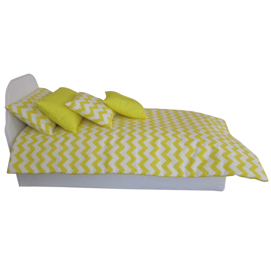 Yellow Chevron Doll Comforter for 18-inch dolls