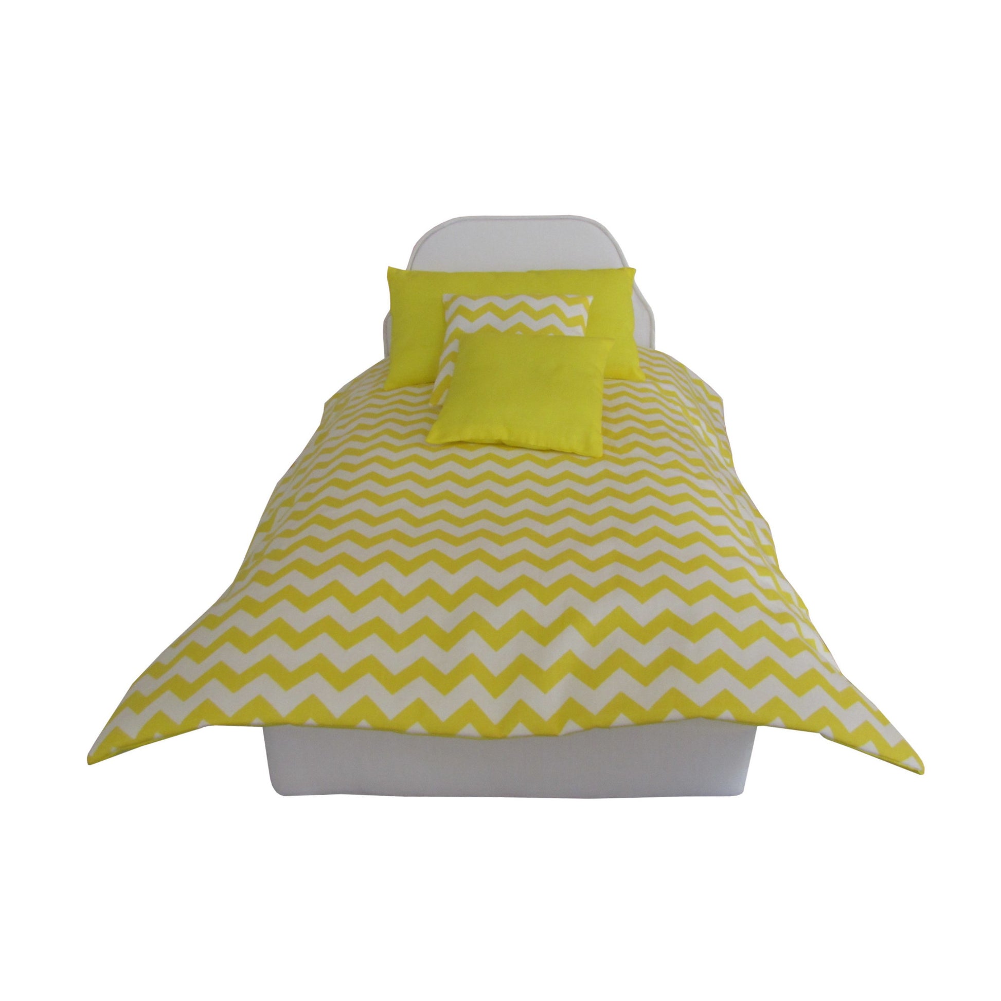 Yellow Chevron Doll Comforter for 18-inch dolls Second view