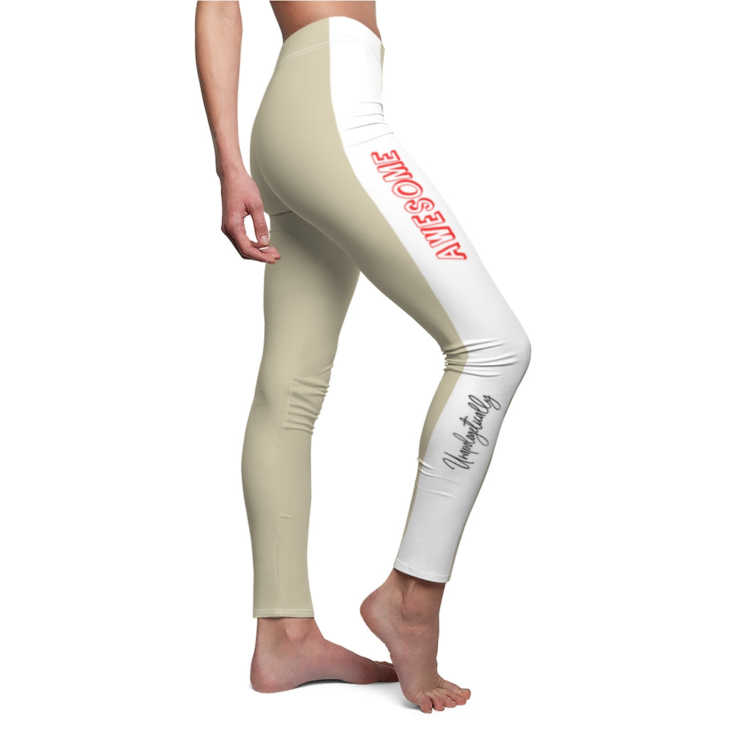 Unapologetically Awesome Solid Natural White Stripe Casual Leggings
