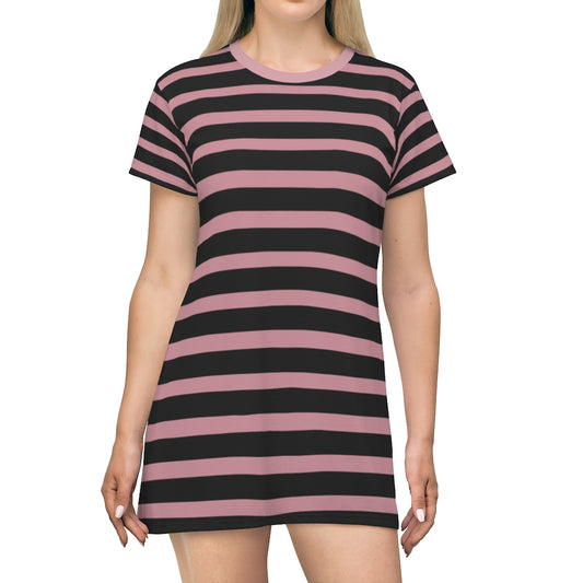Solid Light Pink BLH Stripes T-shirt Dress