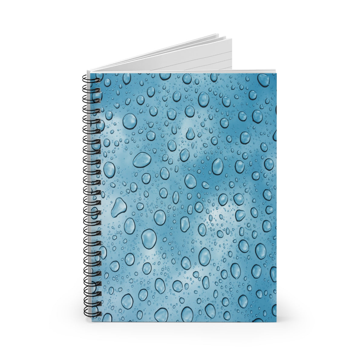 Blue Water Droplets Spiral Ruled Line Notebook