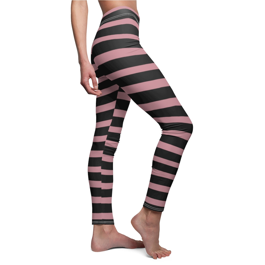 Solid Light Pink BLH Stripes Casual Leggings