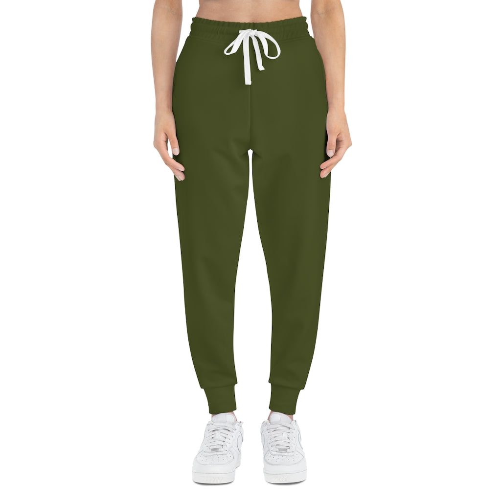 F21 Army Green Joggers with Model Front