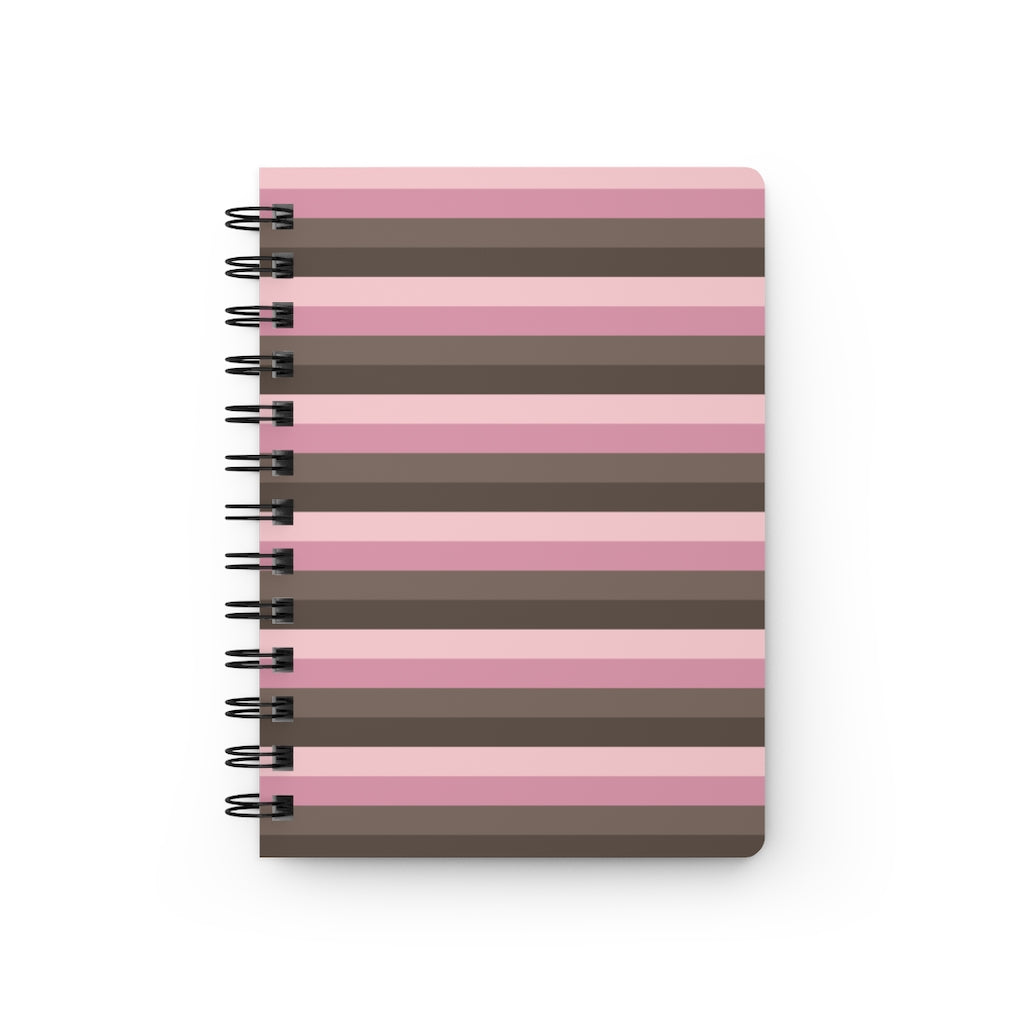 Chocolate Pink Horizontal Stripes Spiral Bound Journal