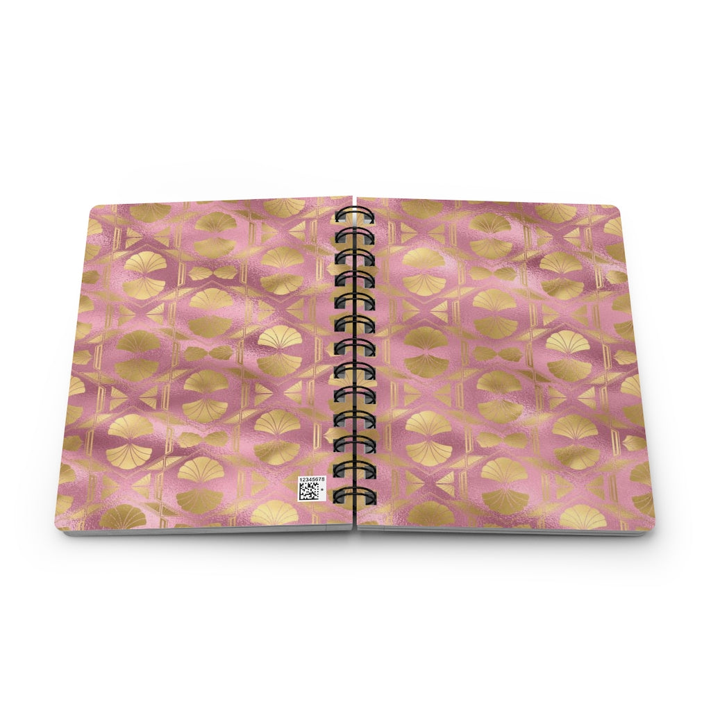 Gold Design on Pink Spiral Bound Journal