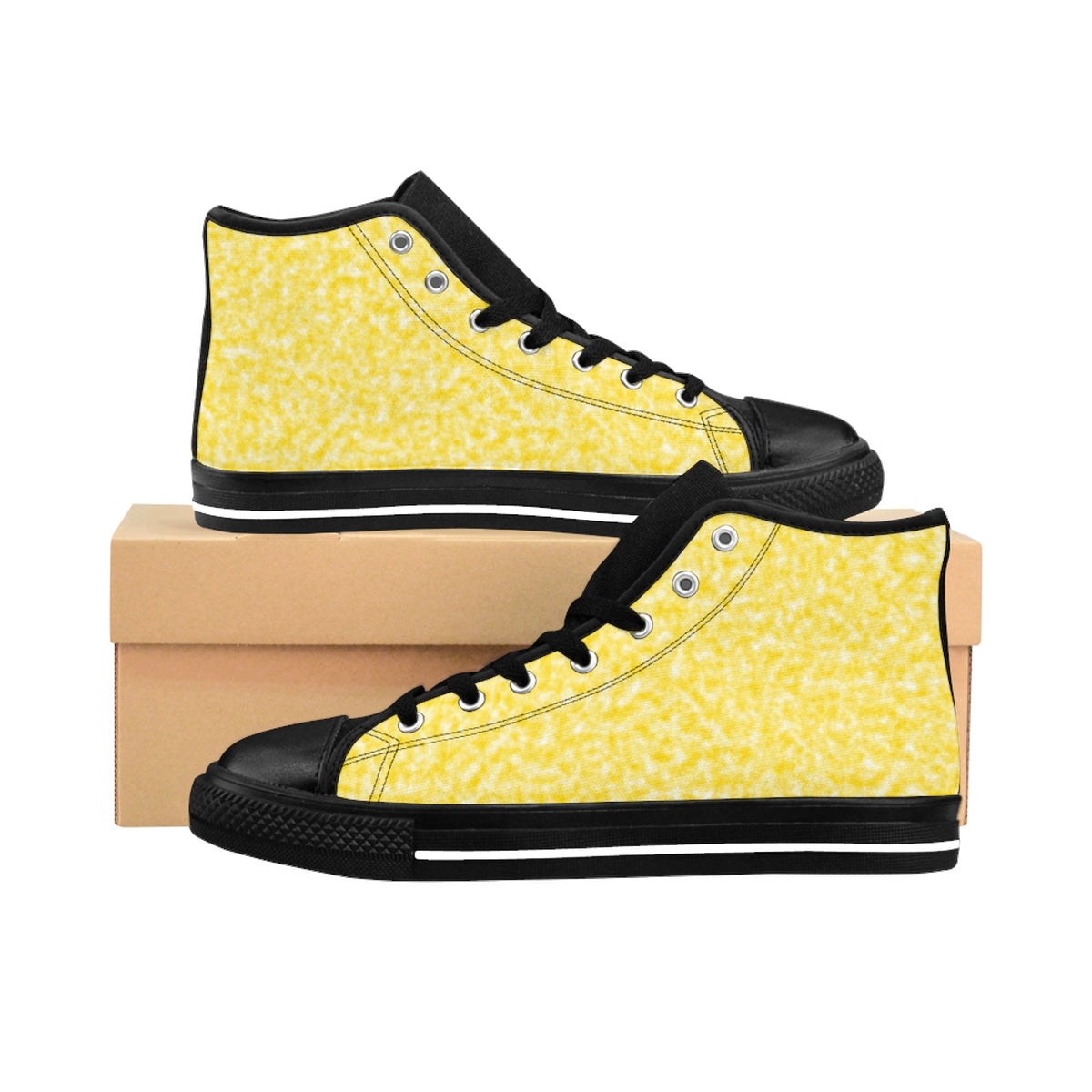 Gold and White Clouds Women's High-top Sneakers