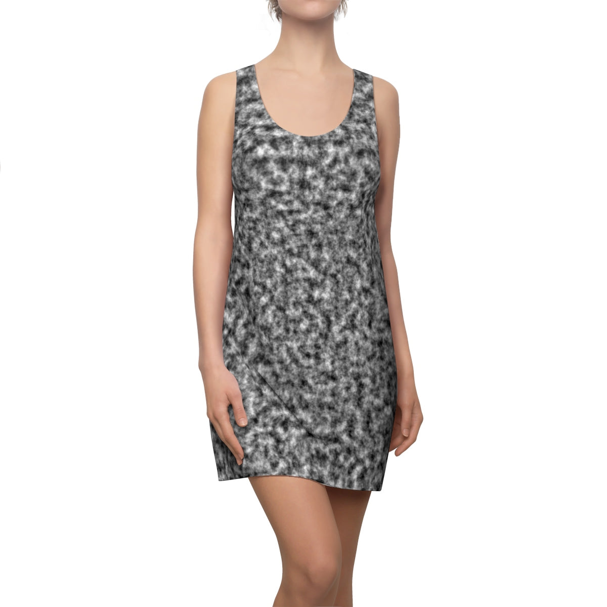 White and Black Clouds Racerback Dress