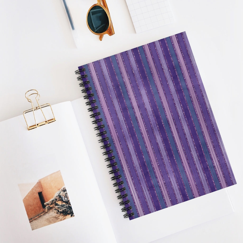 Amethyst Purple Blue Vertical Lines Spiral Ruled Line Notebook