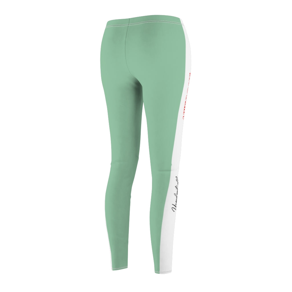 Unapologetically Awesome Solid Mint White Stripe Casual Leggings