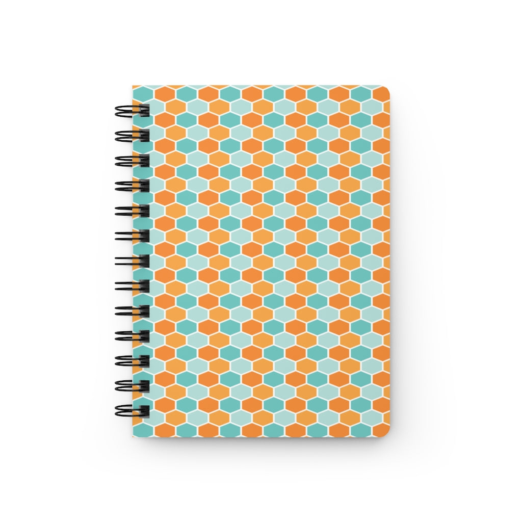 Turquoise Orange Hexagons Spiral Bound Journal