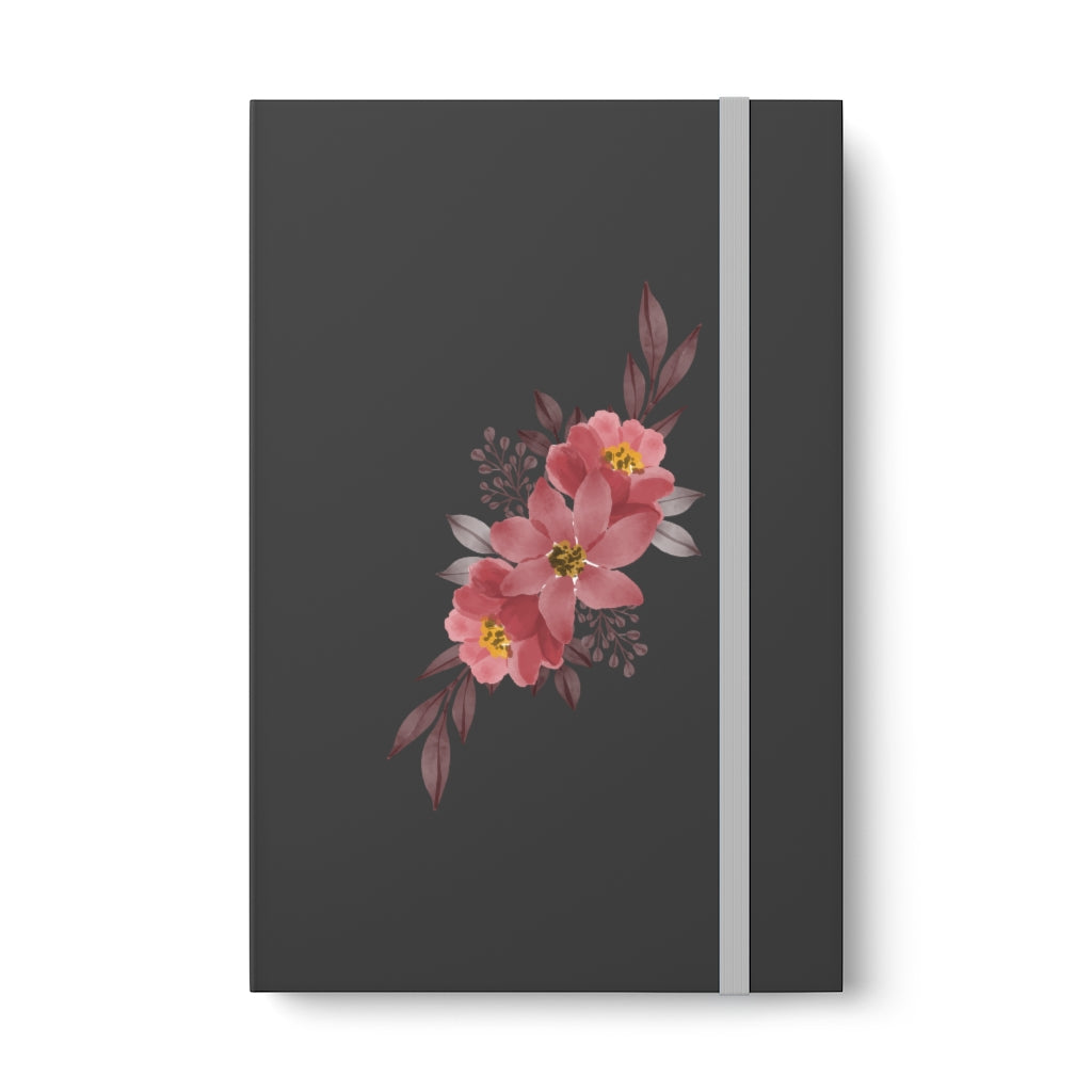 Watercolor Red Floral Ruled Color Contrast Notebook