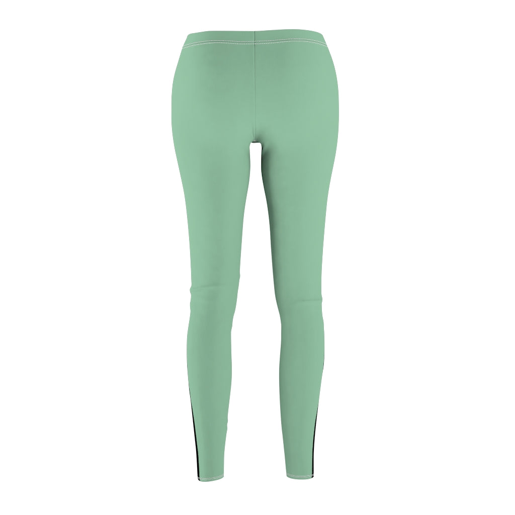 Solid Mint Black Stripe Casual Leggings