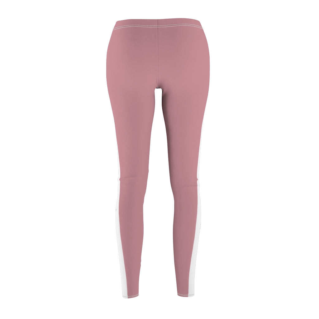 Unapologetically Awesome Solid Light Pink White Stripe Casual Leggings
