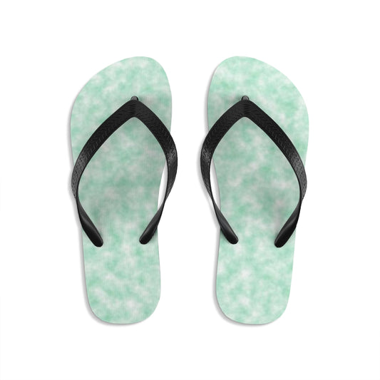 Seafoam Green and White Clouds Unisex Flip-Flops