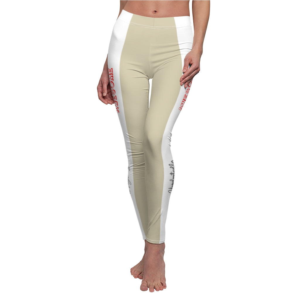 Unapologetically Awesome Solid Natural White Stripe Casual Leggings