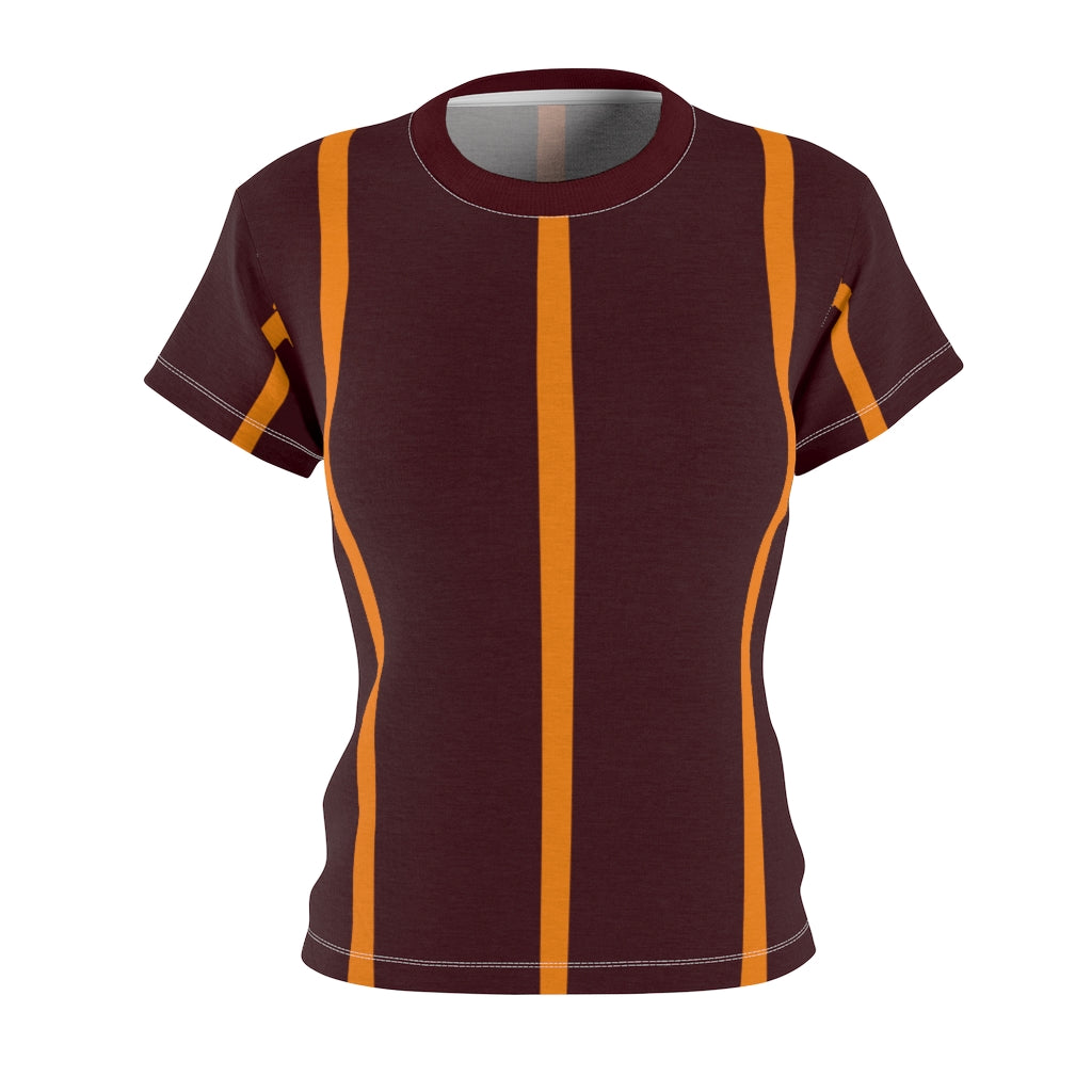 Chocolate Brown Tangerine Stripes Women's Tee