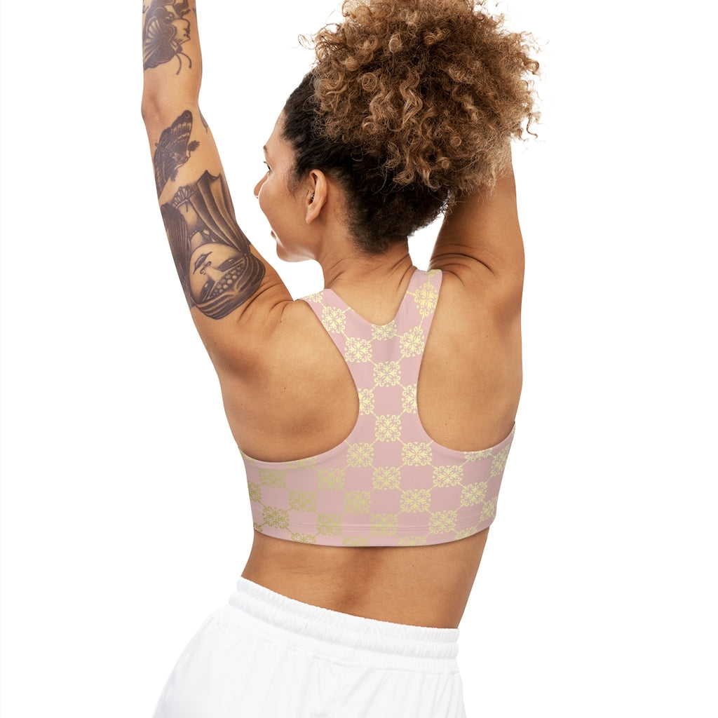 Dusty Rose and Gold V Seamless Sports Bra