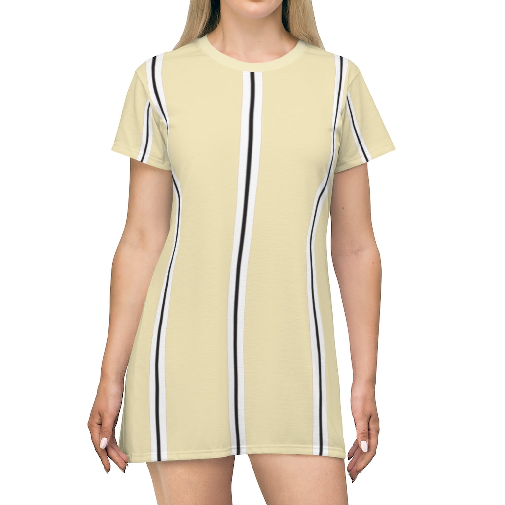 Lemon Meringue BW Stripes T-shirt Dress