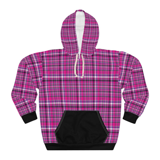 Pink and Purple Plaid Unisex Pullover Hoodie