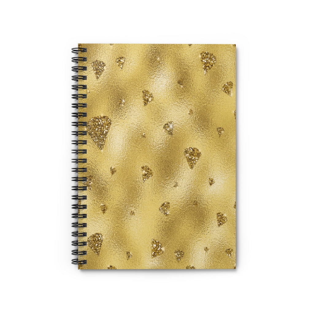 Gold Sparkly Diamonds Spiral Ruled Line Notebook