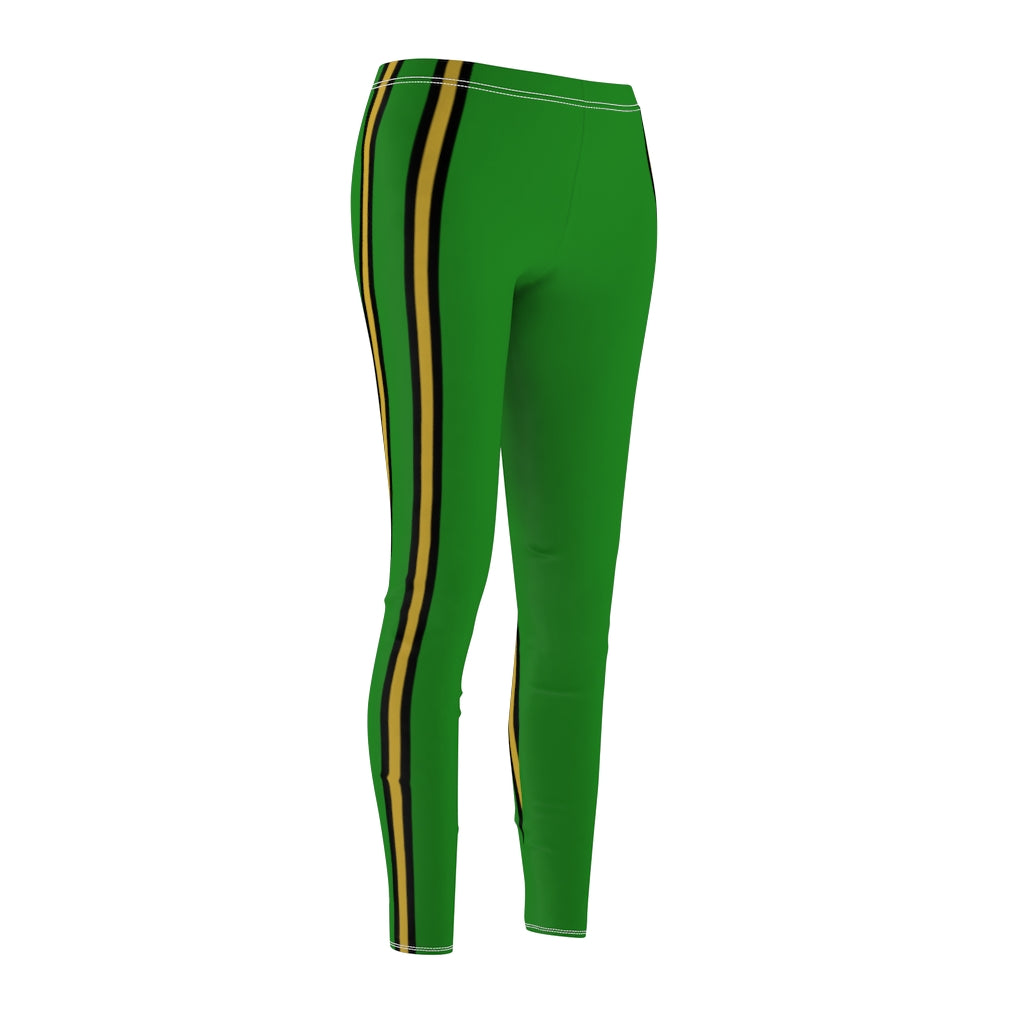 Forest Green Triple BMG Stripes Casual Leggings
