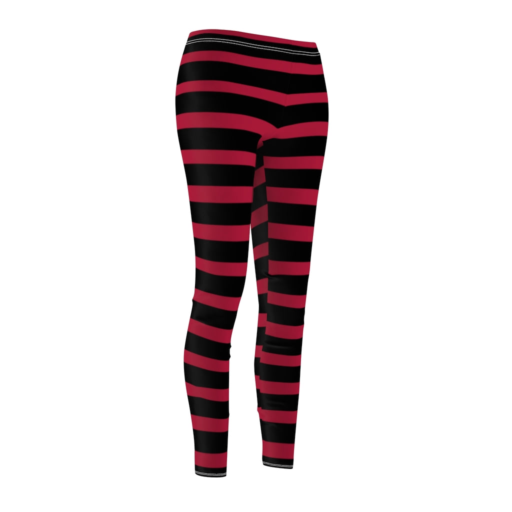 Solid Red BLH Stripes Casual Leggings