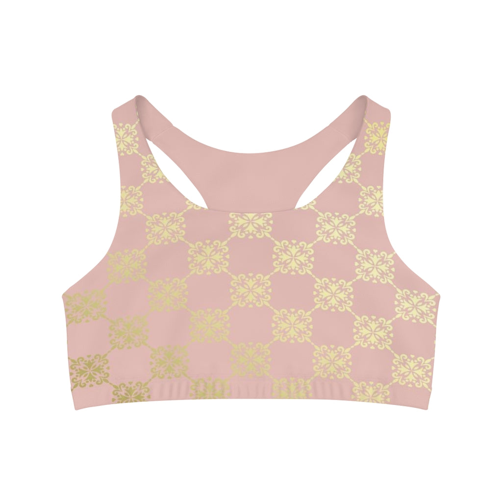 Dusty Rose and Gold V Seamless Sports Bra