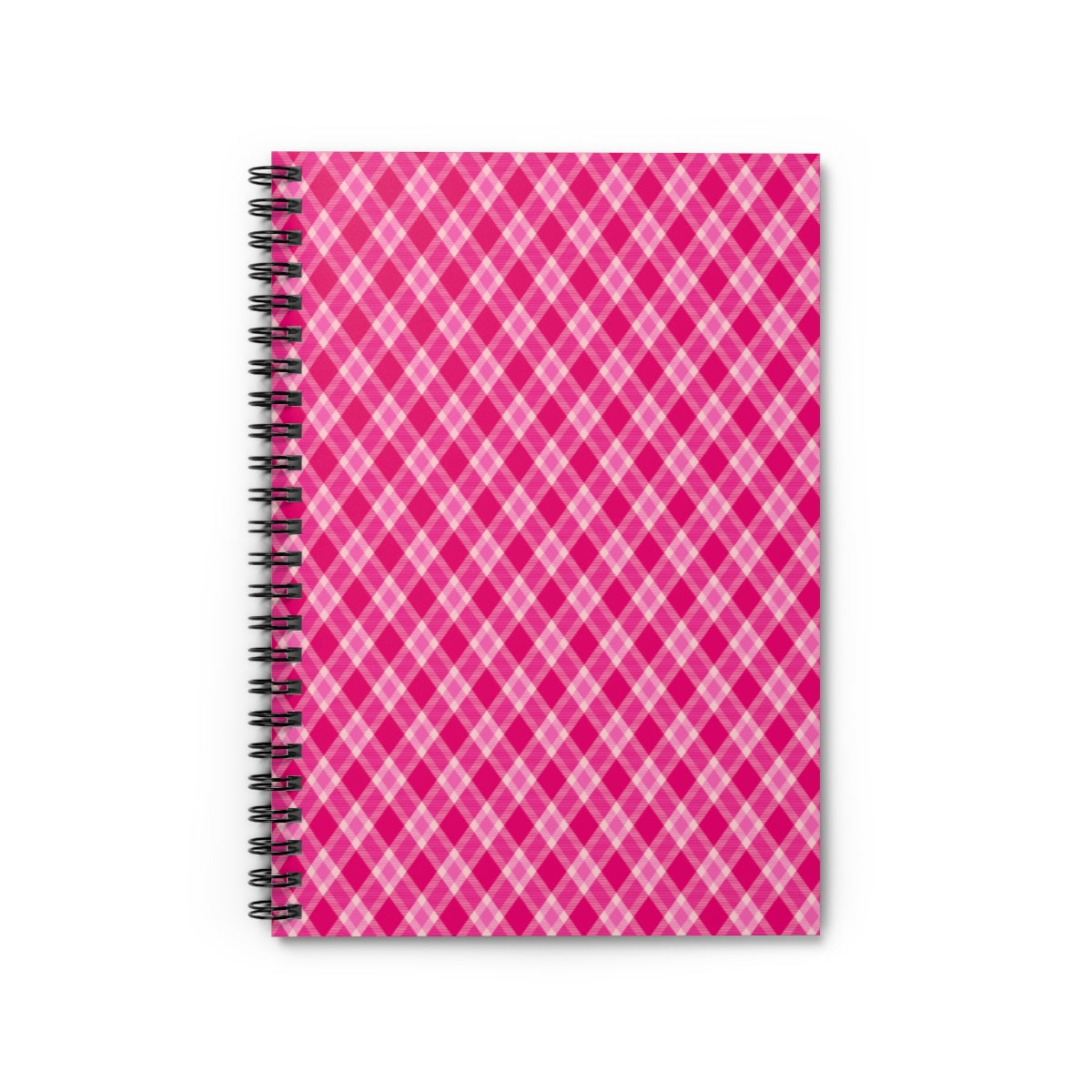 Pink Plaid Spiral Ruled Line Notebook