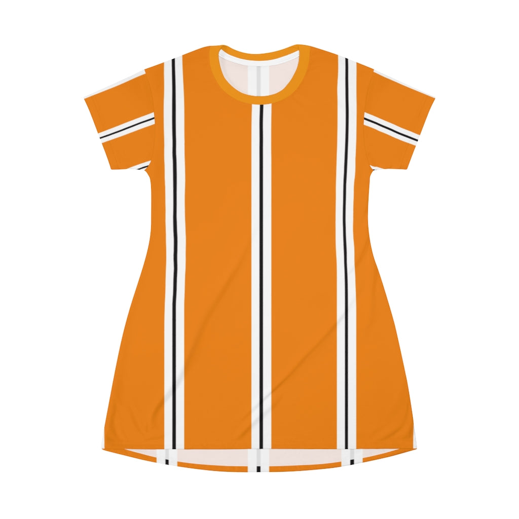 Tangerine BW Stripes T-shirt Dress
